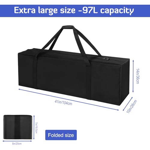 Large Travel Duffle Bag, 97L Extra Sports Duffel Luggage Equipment Storage Bag, Lightweight Long Foldable Holdall Bag with Upgrade Zipper, Durable & Water Resistant, Black (104x26x36 cm) - Image 5