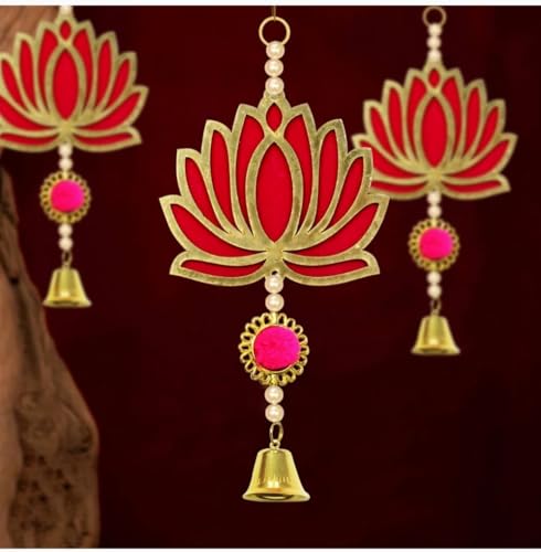 Image of Prapti Handicrafts Lotus Hangings for Decoration,Pack of 10,Pink Color Door /Wall Decor,Mandir Pooja Room,Temple Decor,Export Quality,Wedding /Festive Backdrop Decorative Items,Size -9 Inch
