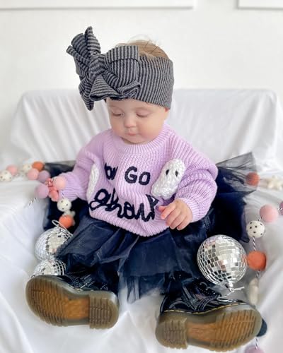 Halloween Baby Clothes Ghost Embroidery Sweater Knitted Pullover Sweatshirt Tops Toddler Fall Halloween Outfits2