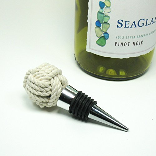 Nautical Woven Ball Knot Wine Bottle Stopper Natural White #TOP1