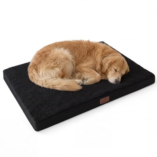 Bedsure XL Dog Bed Extra Large Pet Bed with Comfy Sherpa 44x32in Black
