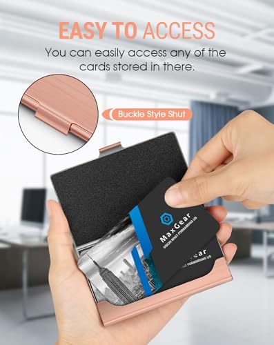 Maxgear RFID-CARD-HOLDER-ROSE GOLD Metal Business Card Holder For Women & Men, Pocket Business Card Case Slim Business Card Wallet Business Card Holders Name Card Holder thumb #1