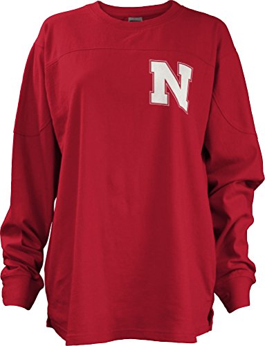 Three Square by Royce Apparel NCAA Nebraska Corn Huskers Junior's Gridiron Big Shirt, X-Large, Red