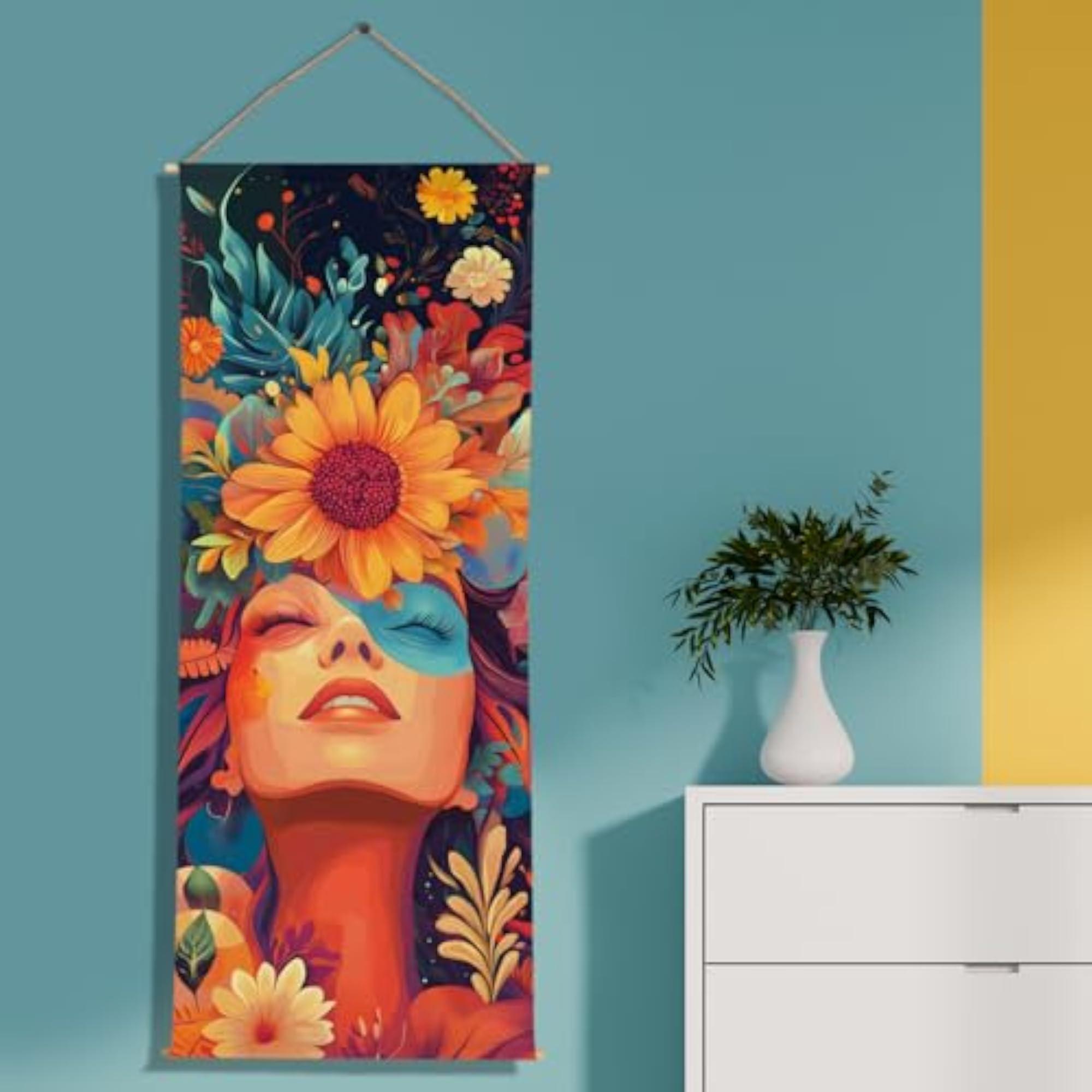 Maximalist Wall Hanging Tapestry 24x60 In