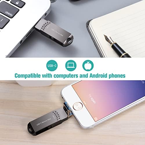 USB Flash Drive 512GB USB C Memory Stick iOS 3in1 for Phone Photo Stick External Drive 512G Richwell Compatible i-Phone Pad iOS Mac Android USB C and Computer Black DD512G