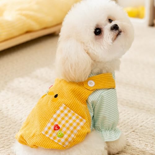 Pantalones de disfraz para perro M amarillo suave con anillo para correa miniatura 5