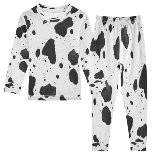 Pajama Sets Long Sleeve Seamless Animal Pattern Cow Soft Comfy Sleepwear 2 Piece PJS 3-8T