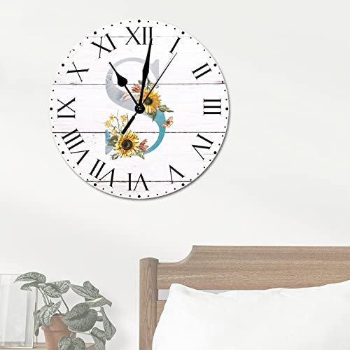Horloge silencieuse sans tic-tac avec initiale S en PVC 30cm