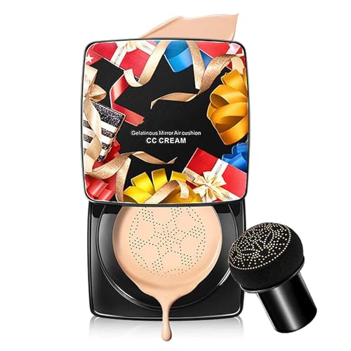 Genérico Base de Maquillaje CC con cojín de Aire, BB Crema refrescante e Impecable, Base de Maquillaje de Cobertura Total a Prueba de Agua con Control de Aceite, Cobertura Natural,Natural