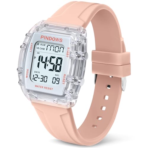 PINIDOUS Mujeres Relojes para Mujeres Reloj para Adolescentes Estudiantes Relojes Deportivos Digitales Impermeables con Alarma Cronómetro Cuenta atrás Timbre horario Función Luz de Alto Brillo