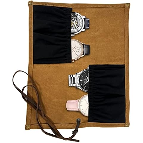 XIAOLI JICHENG Travel Watch Roll Watch Case,Flannelette Protected Watch Organizer,Portable Waterproof Waxed Canvas Watch Storage Roll Cover