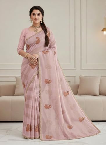 Image of Yashika Women's Georgette Art Silk Bandhej Zari Work Embroidered Saree | Women Sari