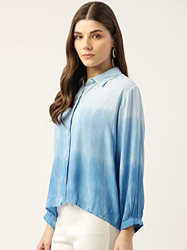Image of Maaesa - Women Handcrafted Tie-Dye Rayon Shirt | Casual & Office Wear | Relaxed Fit | Long Sleeve | Breathable & Lightweight Fabric