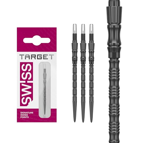 Target Darts Signature Swiss Point TRB | 3 Paquete Set de Tips | 42MM – Negro | Cambiar Dardo Puntas, Swiss Point Tecnología, Profesionales Dardos Accesorios
