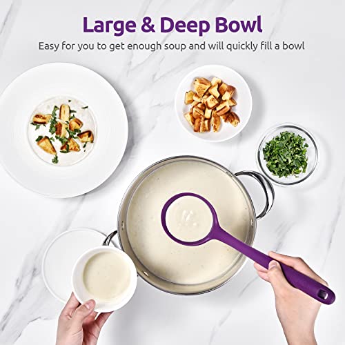 13 Inch Silicone Soup Ladle: U-Taste 600ºf Heat Resistant 4 Oz Large Non-Stick Seamless Rubber Kitchen Deep Serving Spoon With Non-Slip Solid Long Handle For Cooking Sauce/Stews/Gravies/Chili(Purple) #TOP6