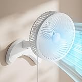 Koonie 8'' Wall Mount Fan, Quiet Small Wall Fan with Timer, 8.2ft Wired Remote, 80° Oscillation, 100° Adjustable, 3 Speeds High Velocity for RV Bedroom Kitchen Office Garage, White