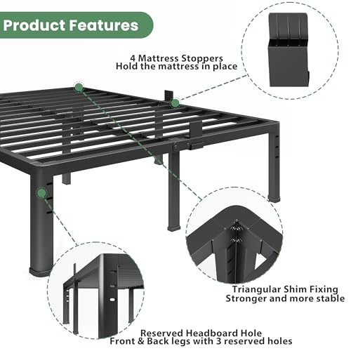 Image of NKZ 12 Inch Twin Bed Frame, Sturdy Metal Platform with Round Corner Legs, 3,500 lbs Heavy Duty Steel Slat Support, Easy Assembly, Noise Free, No Box Spring Needed