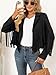 LILLUSORY Womens Cropped Fringe Faux Suede Leather Fall Jackets Western Cowgirl Country Concert Outfits Black XL