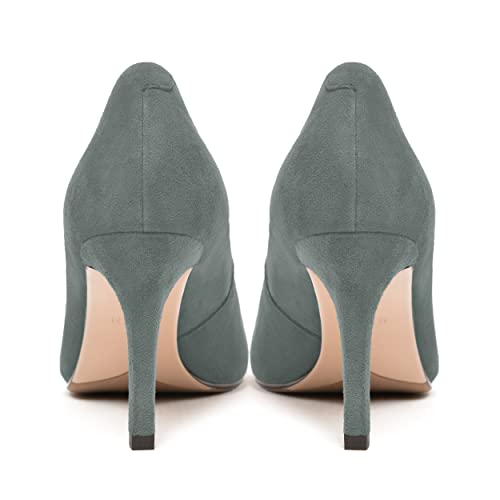 FEMSTEP Womens Pointed Toe Suede Leather Sexy Wedding Slip On Stiletto High Heel Pumps Shoes 3.3 Inch4