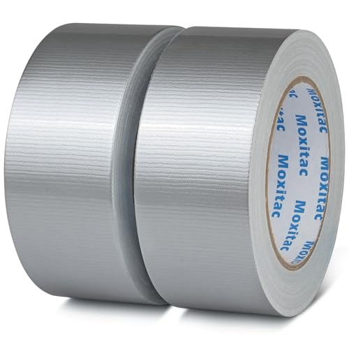 Image of Silver Duct Tape Heavy Duty, 2 Rolls, 2 Inch x 30 Yds Each, PE Coated Cloth Tape, Easy Tear by Hand, Water-Resistant Surface for Repairs, Packaging, Bundling, Garage and Workshop
