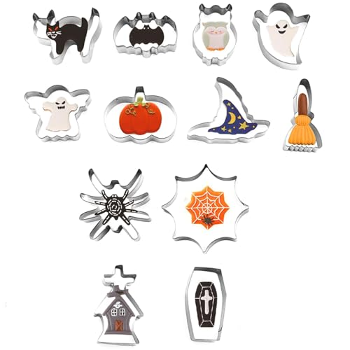 Halloween-Ausstechformen, 12 Sets, groß, Hexenhut, Kürbis, Geist,...