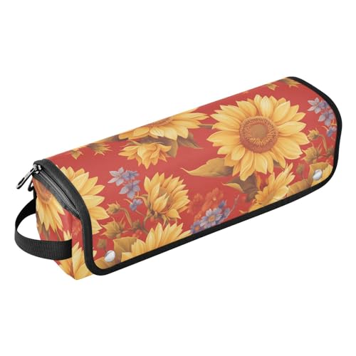 Bolsa de Viaje para Herramientas de Cabello Glowing Sunflower Roja Resistente al Calor Impermeable con Esterilla Extraíble para Plancha y Rizador miniatura 1