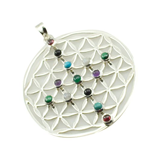 Pendentif Chakra pour femme en argent 925 véritable et son collier forme ronde