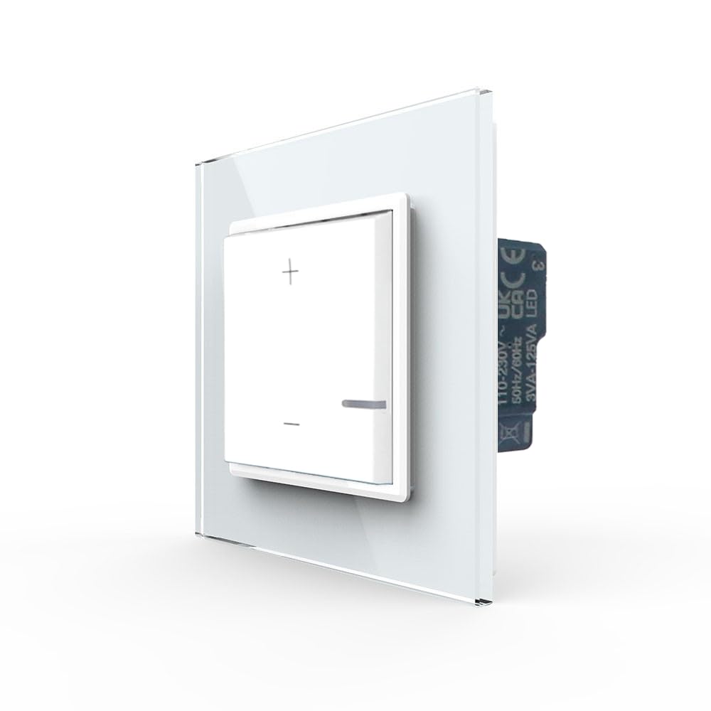 LIVOLO LED Dimmer Lichtschalter Helligkeitsregler Dimmschalter Wandlichtschalter für Unterputz mit Glasrahmen weiß