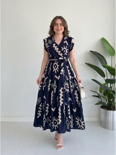 Image of Modestouze Attires Dress for Women Western Maxi Style, Indo Western Dresses, One Piece Long Gown, A Line Flared Pattern, Ethnic Look Outfit for Women