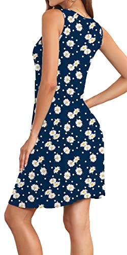 Image of Akihoo Women Summer Casual Sleeveless Midi Plain Pleated Tank Vest Dresses