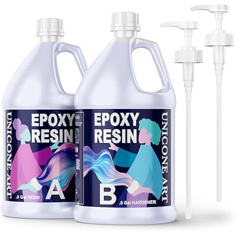 Epoxy Resin Kit 1 Gallon - (.5 Gal Resin + .5 Gal Hardener) Resin Epoxy Craft Kit Gift - Non-Toxic, Crystal Clear, Odor-Free, UV Resistant, High Gloss Art Resin - Craft Stunning Creations with Ease Cover