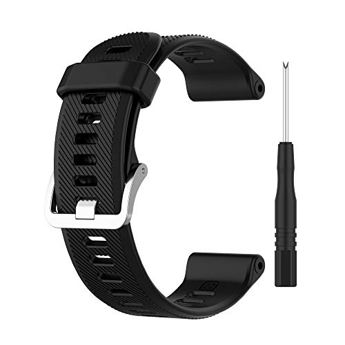 BoLuo Correa para Garmin Forerunner 745, Bandas de Silicona, Negro, 22 mm