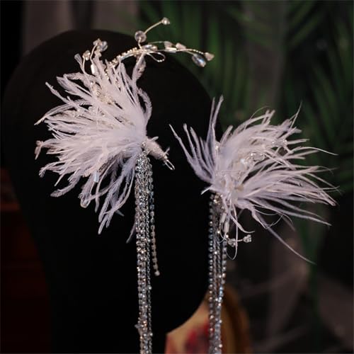 Couvre-chef de mariée en plumes avec épingle design nœud - 4