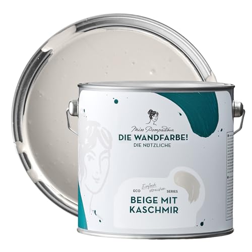 MissPompadour abwaschbare Wandfarbe Beige mit Kaschmir 2,5L - hohe Deckkraft & Ergiebigkeit - matte, scheuerbeständige Innenfarbe - geruchsarm, wasserbasiert, atmungsaktiv - Die Nützliche