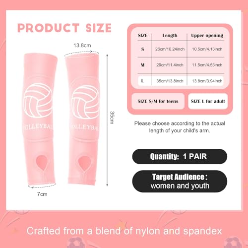 Shappy 2 Pcs Volleyball Arm Sleeves Forearm Sleeves Volleyball Arm Pads for Boys Girls Teen Youth Wrist Guard (Pink,Large) - 3