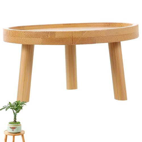 YANJIY Piccolo Sgabello Per Fiori, Supporto Per Piante In Legno, Sgabello Decorativo Per Piante, Sgabello Rotondo Basso Per Piante, Per Interni, Esterni, Balcone (18 x 11,5 cm)