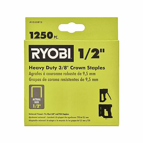 RYOBI 1,250 PC. 3/8' x 1/2' Heavy Duty Crown Staples - A1033812