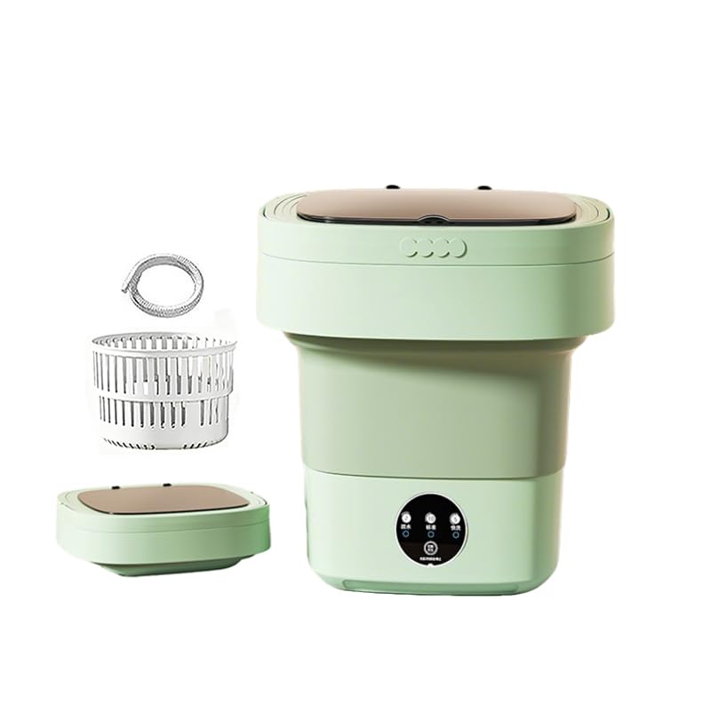 Laveuse déshydrateur 2 en 1 compact avec 3 modes et panier d'essorage vert