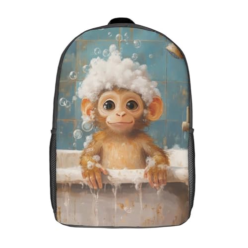 Mochilas de baño de monos, mochilas escolares para niños y estudiantes, mochilas impresas en 3D, mochilas para estudiantes de primaria y secundaria, mochilas para niños y niñas de 17 pulgadas