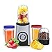 Mini Smoothie Maker 350W, avec 4 Gobelets Multiples (1x 500 ml, 2x 400 ml, 1x 200 ml), Mini Blender à 2 Vitesses avec Lame Croisée et Lame Plate, Blender pour Fruits, Shake, Légumes, BPA Free (Gris)