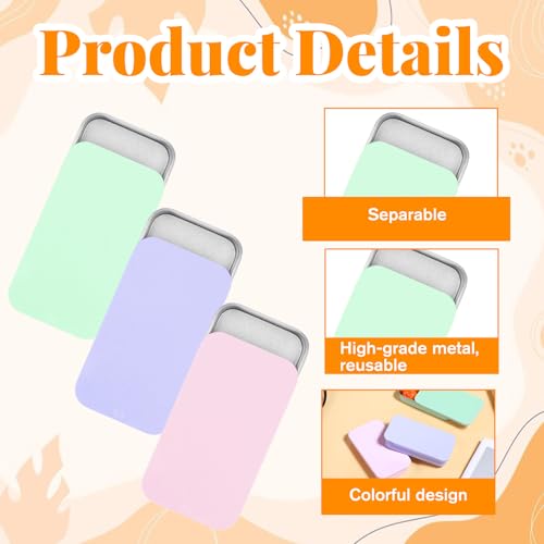 Image of 3 PCS Metal Tin Box Containers, 3 Colors Mini Rectangular Slide Top Tin Box Containers 2.36 by 1.33 by 0.4 Inch Empty Hinged Container for Candies Jewelry Crafts Pills Survival Kit