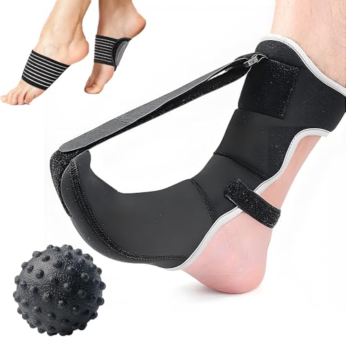 SKIKHN Férula Nocturna para Fascitis Plantar, Ajustable Soporte para Espolón Calcáneo, Transpirable Ferula Fascitis Plantar con Bola de Masaje, para Pies Planos Tendinitis de Aquiles