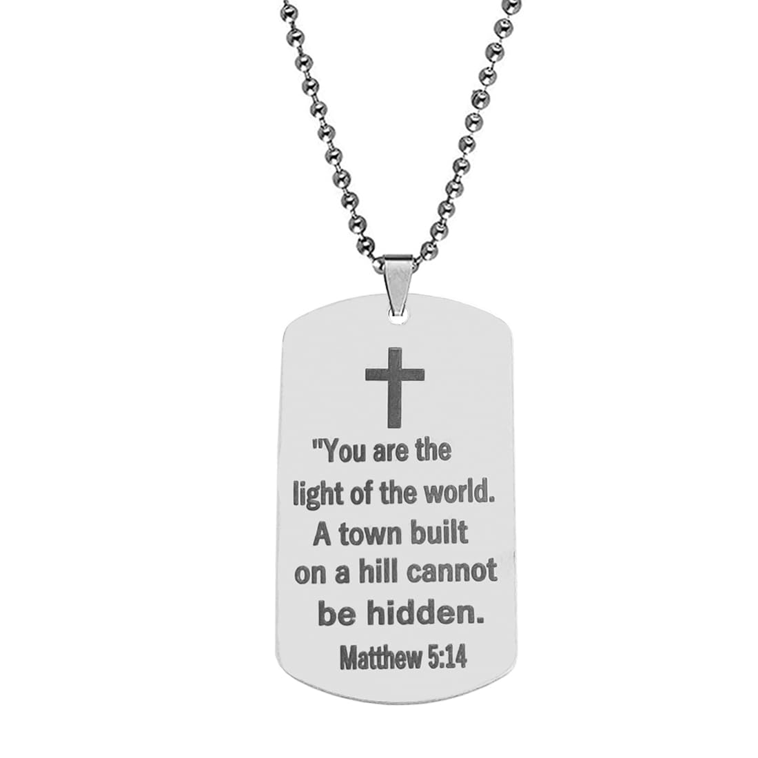Dog Tag Necklace for Men Bible Verse Cross Pendant Stainless Steel Ball Chain 22inch Inspirational Christian Jewelry Meaningful Religious Gift for Boys LCSPn202310-image-37