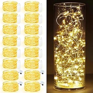 Maxee 16 Stück 1M Warme LED Lichterkette Batterie, Wasserdicht für...