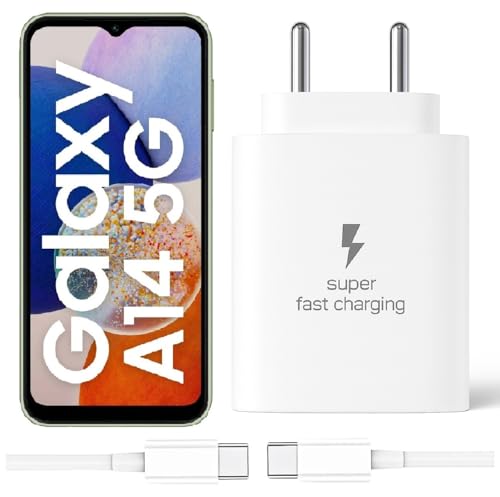 Image of 25W Type-C Charger with Cable Compatible with Samsung-Galaxy A14 5g | Super Fast Charger Adapter for S23 /S24 /S25 /S21Fe /A14 /M17 /M06 /M07 /M05 /F05 /F15 /F06 /M36 /A55 / F17 /A16 /M16 /A56 /A36 /A35 /A34 /A26, White