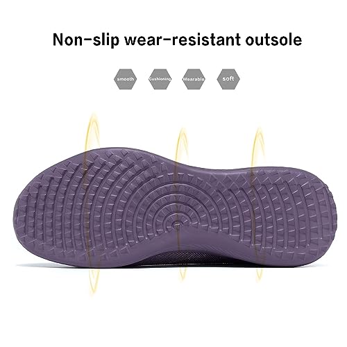 Image of Womens Slip on Loafer Shoes Ladies Flats Dress Clothes Shoes Ballet Nurse Walking Sneakers Mesh Soft Sole Lightweight Purple