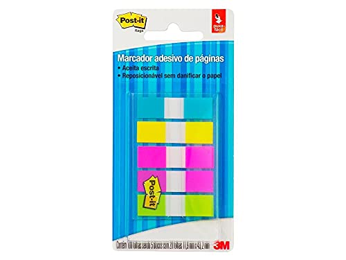 Post-it®, 3M, Marcador de Página Adesivo, 5 Cores Neon, 11.9 x 43.2 mm, 100 folhas
