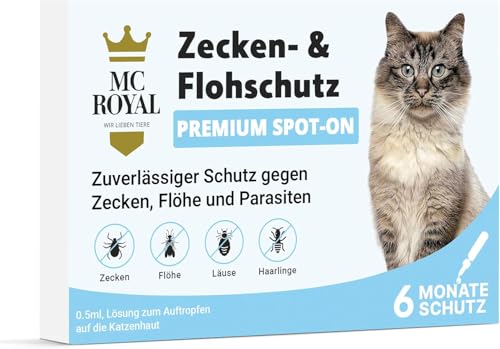 MC-Royal Premium Spot On Zeckenschutz für Katzen [6 Monate effektiver Schutz vor Zecken] Zeckenmittel für Katzen -Zeckenschutz Katze - Spot On for Cats
