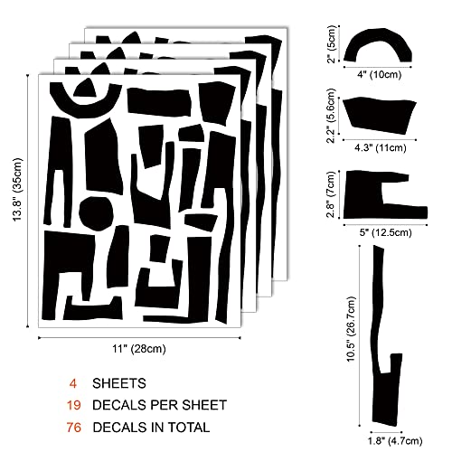 Peel And Stick Black Vinyl Abstract Wall Decals, Modern Geometric Minimalist Mysterious Stone Blocks Wall Art Stickers, Stairs Cabinet Bathroom Living Room Offcie Home Wall Decor #TOP5