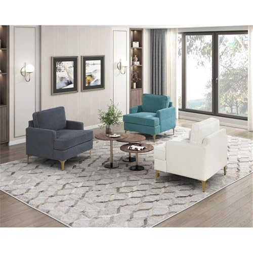 Sillón Chenille Beige con Patas Doradas miniatura 2